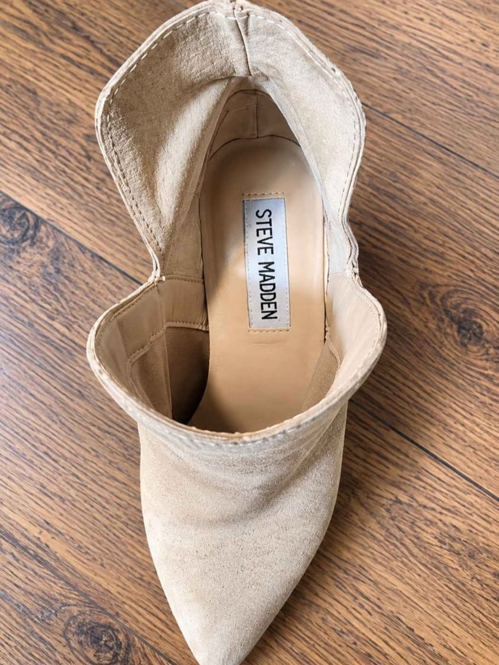 Steve Madden Beige Suede Pointed Toe Ankle Bootie